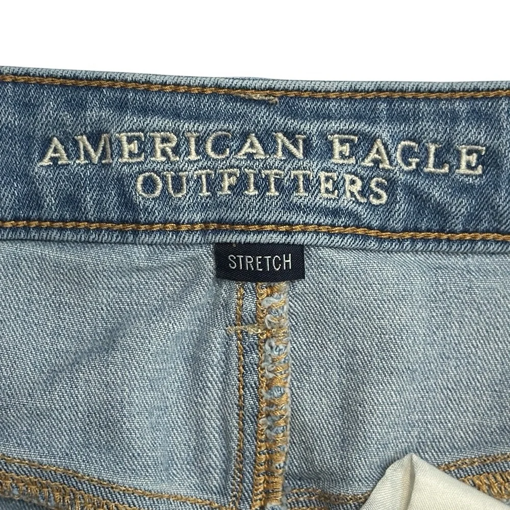 American Eagle Stretch Hi-Rise Festival Women's Cutoff Ragged Jean Shorts Size 8